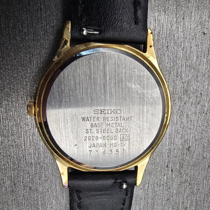 Seiko Avenue Watch Men 31mm Ivory Dial Gold Tone Round 2G28-6090 New Battery VTG10