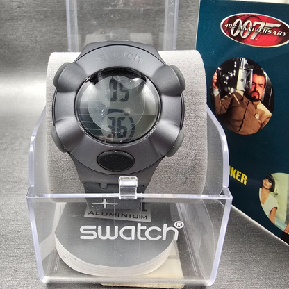 Swatch Beat James Bond Moonraker Digital Watch Men 43mm YKA4000 New Battery NOS0