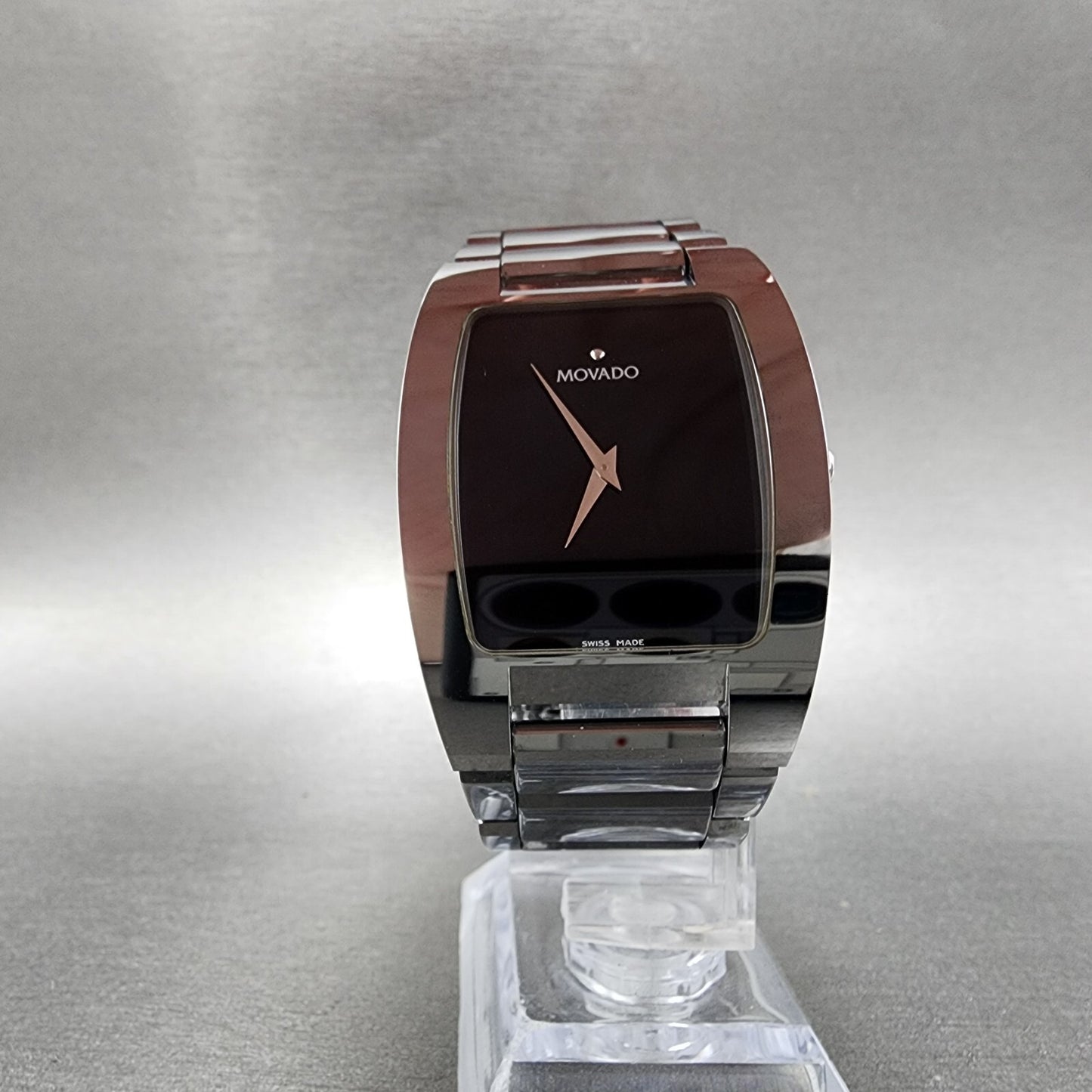 Movado Fiero Watch Men 32mm Black Dial Tungsten Rectangle 0605621 New Battery5