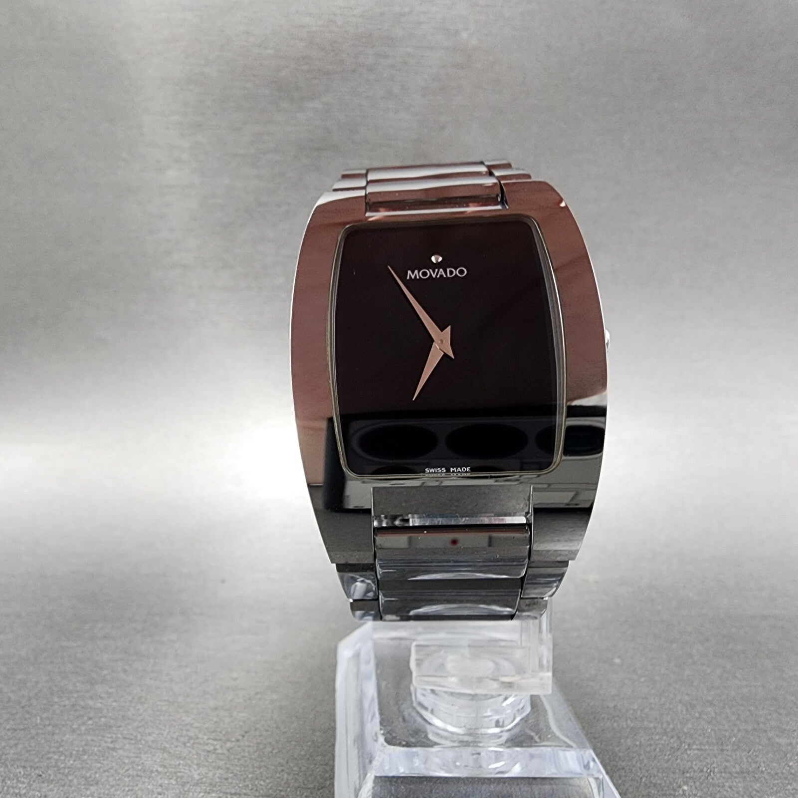 Movado Fiero Watch Men 32mm Black Dial Tungsten Rectangle 0605621 New Battery5
