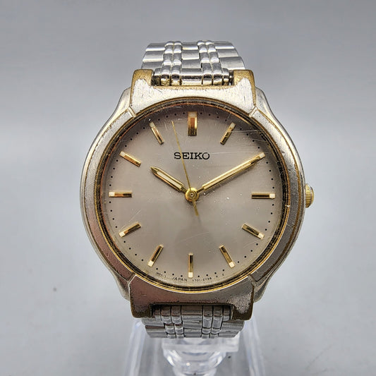 VTG Seiko Watch Women 32mm Gray Dial Silver Tone Round V701-2B50 New Battery