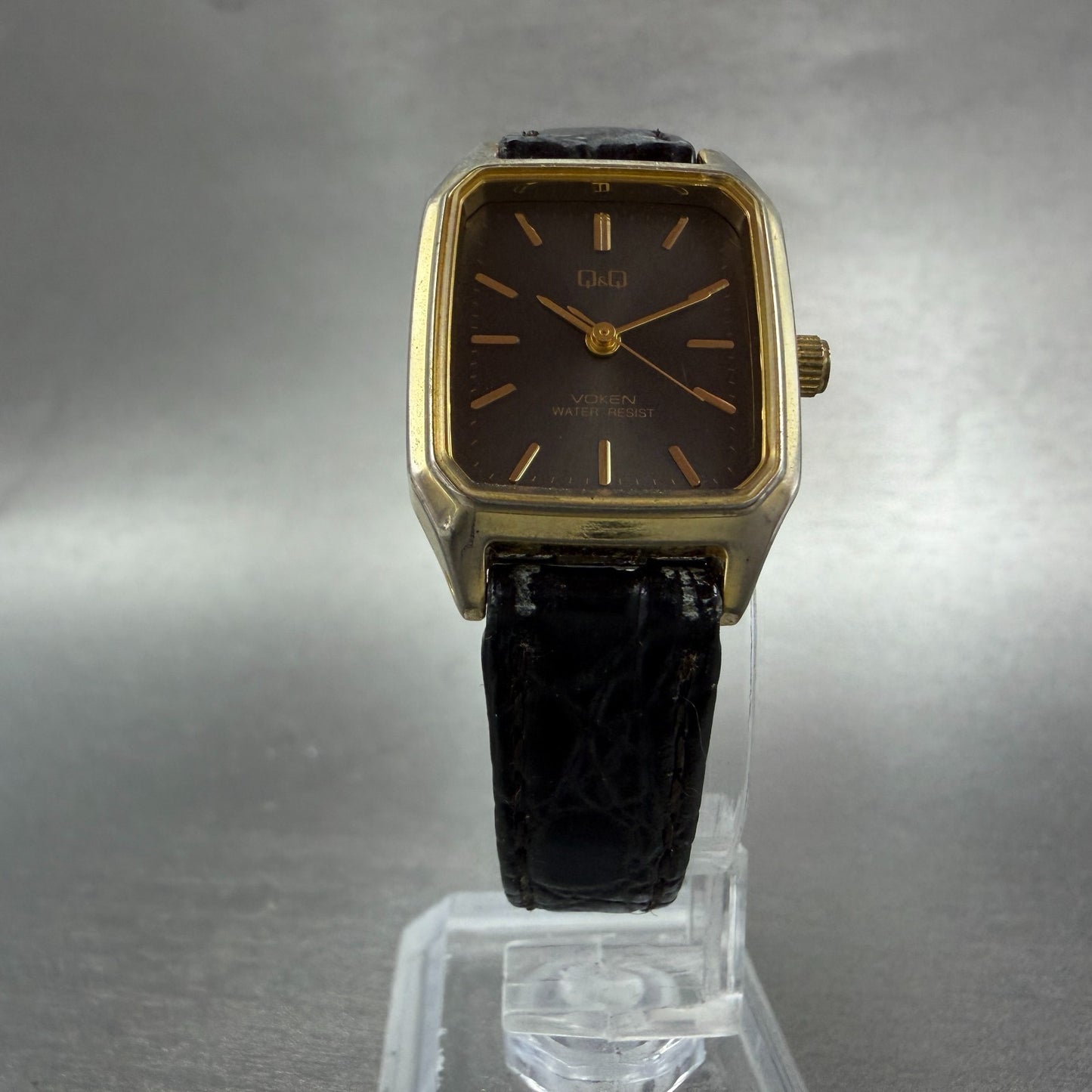 Citizen Q&Q tank Watch Women 21mm Gray Dial Gold Tone Rectangle New Battery5