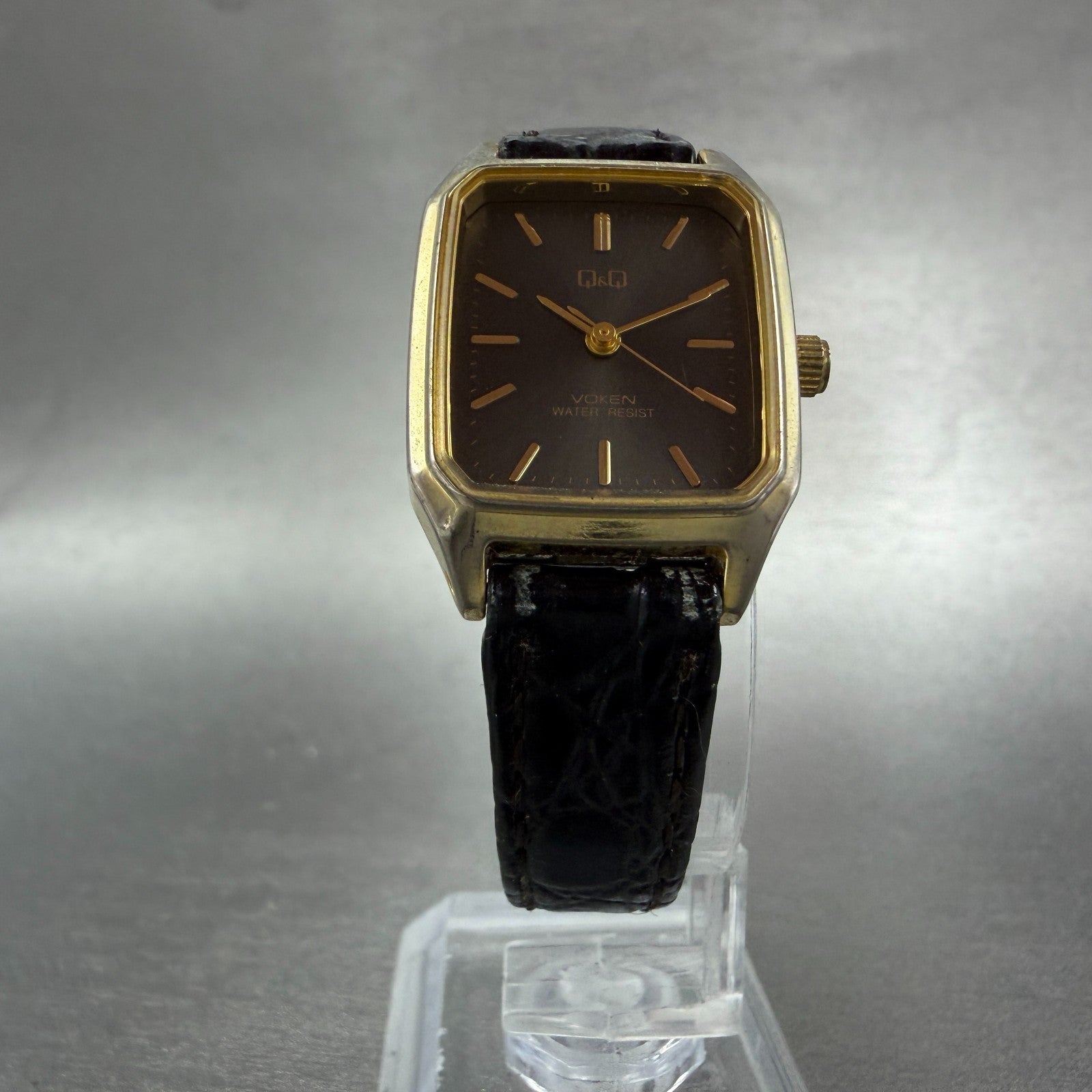 Citizen Q&Q tank Watch Women 21mm Gray Dial Gold Tone Rectangle New Battery5