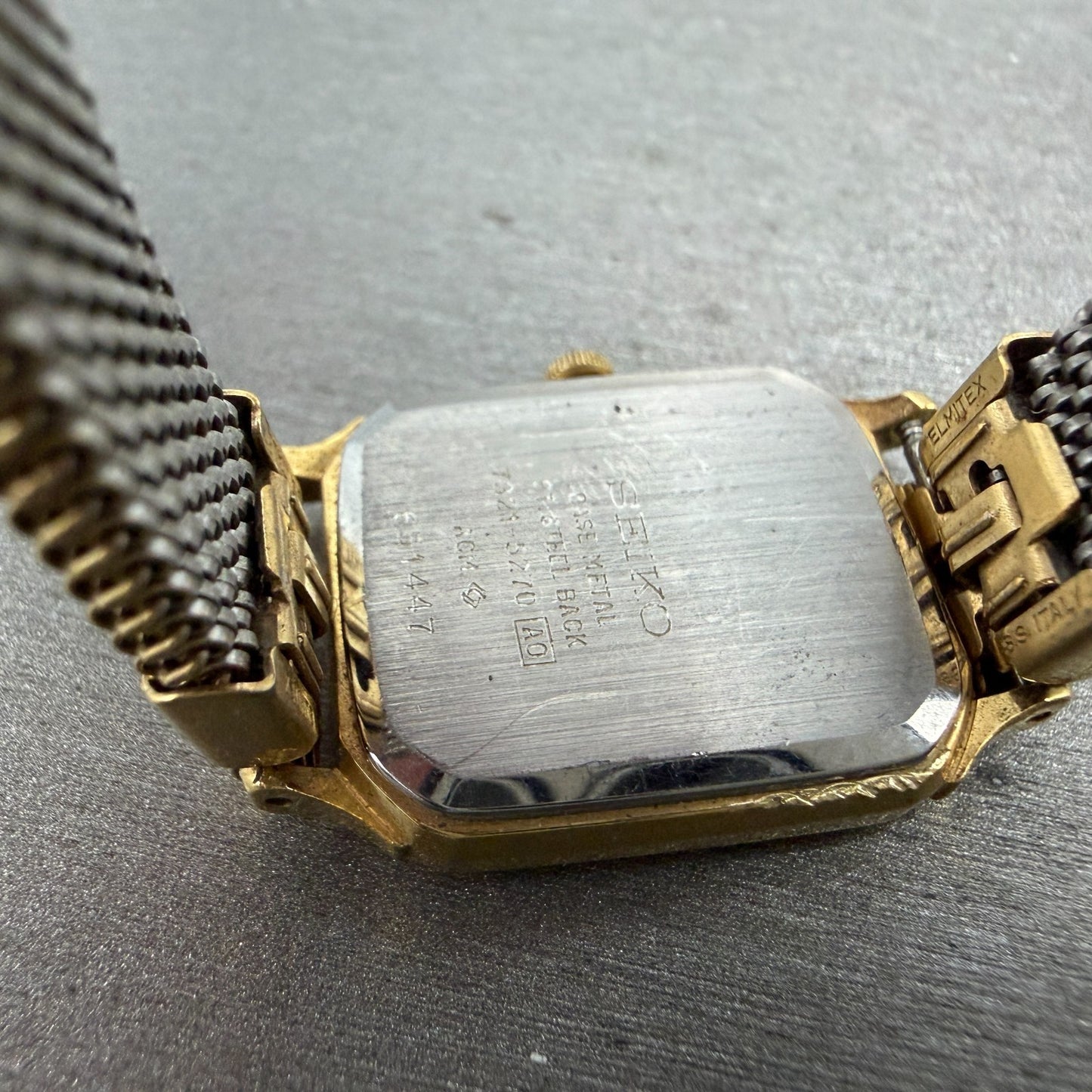 Seiko Tank Watch Women 20mm Champagne Dial Gold Tone 7321-5270 New Battery9