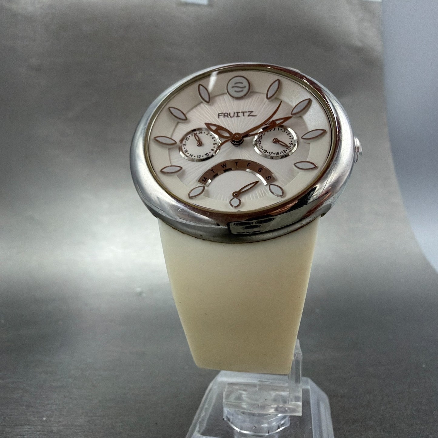 Philip Stein Frutiz Watch Men 43mm White Dial Steel Daydate Round New battery5
