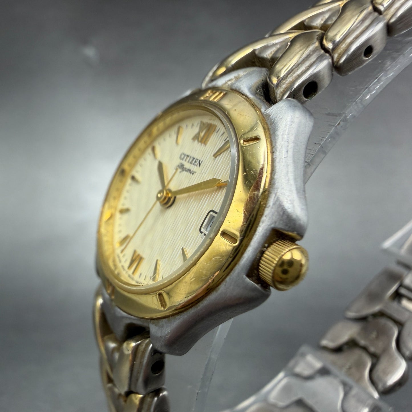 Citizen Elegance Watch Women 25mm Champagne Dial Two Tone Round New Battery ABC2