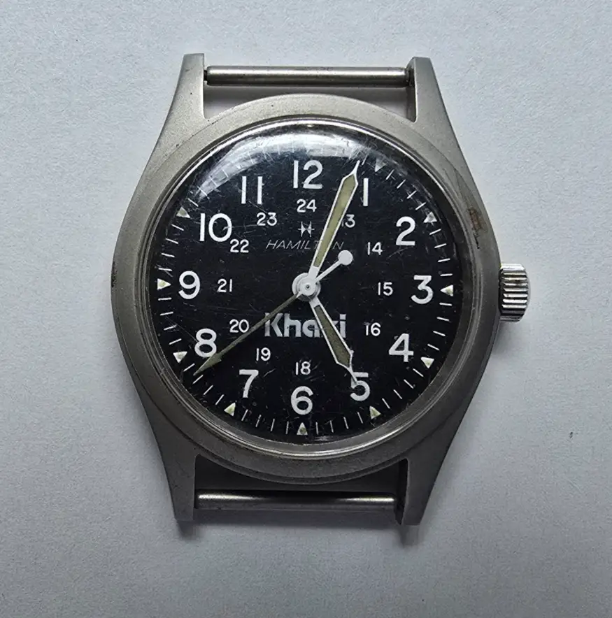 Hamilton Khaki Watch Men 33mm Black Dial Gray Tone Manual Wind 9415 PARTS0