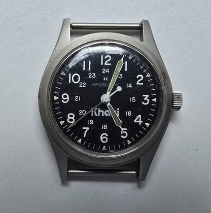 Hamilton Khaki Watch Men 33mm Black Dial Gray Tone Manual Wind 9415 PARTS0