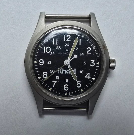 Hamilton Khaki Watch Men 33mm Black Dial Gray Tone Manual Wind 9415 PARTS0