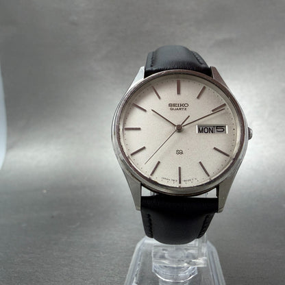 Seiko SQ Watch Men 34mm Silver Dial Silver Tone Daydate READ!! 7813-8029 NewBatt6