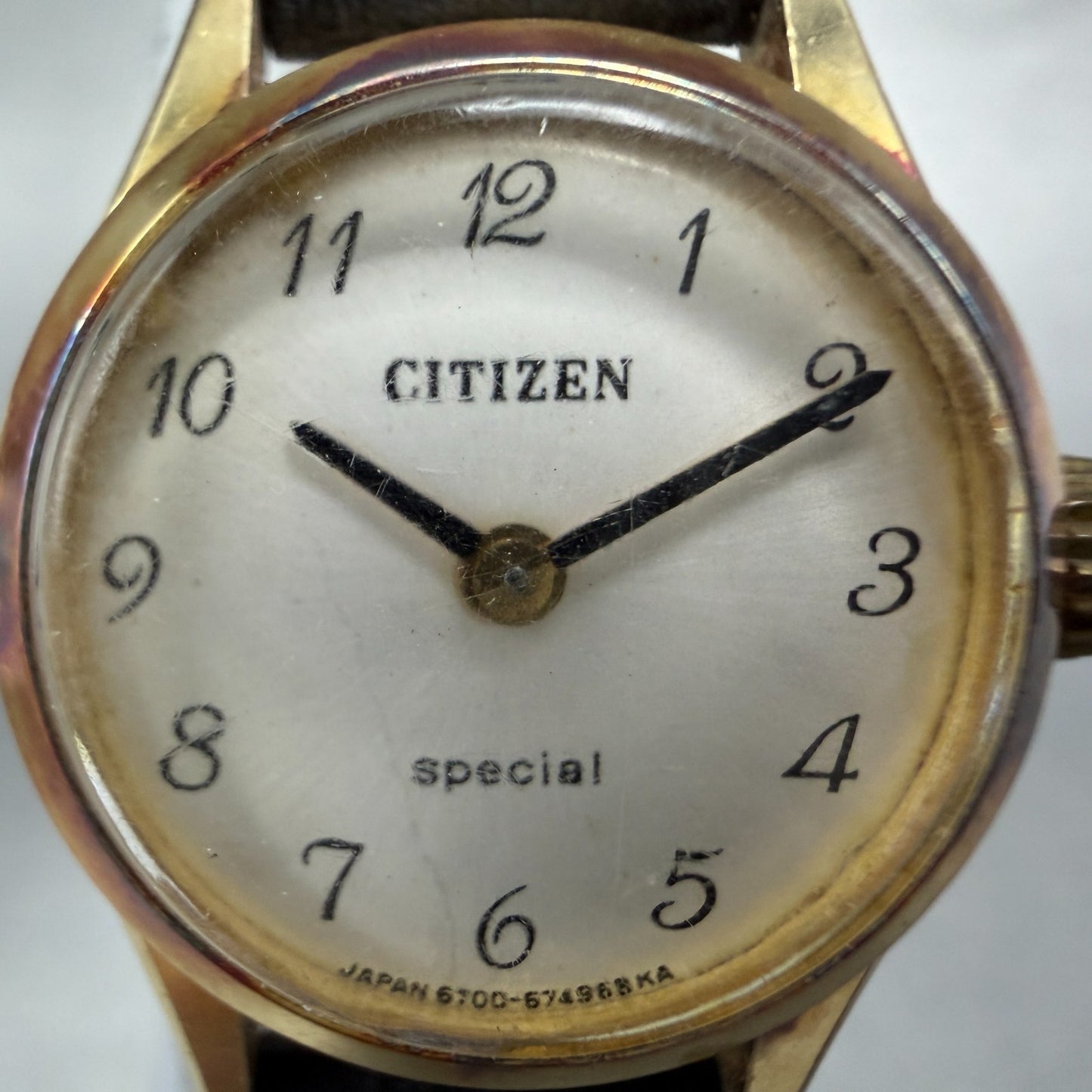 Citizen Special Watch Women 20mm White Dial Gold Tone Round Manual 4-672011 Run1