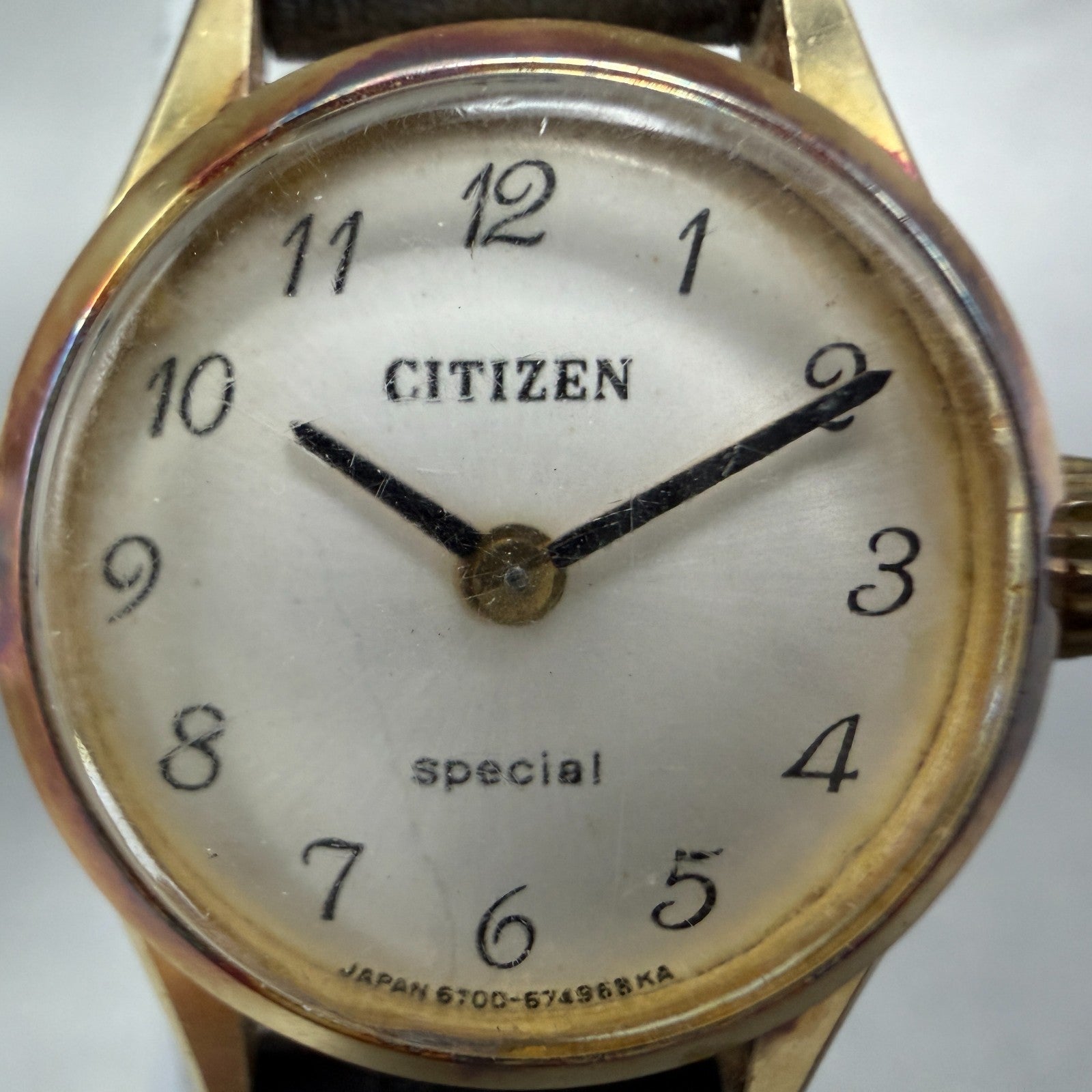 Citizen Special Watch Women 20mm White Dial Gold Tone Round Manual 4-672011 Run1