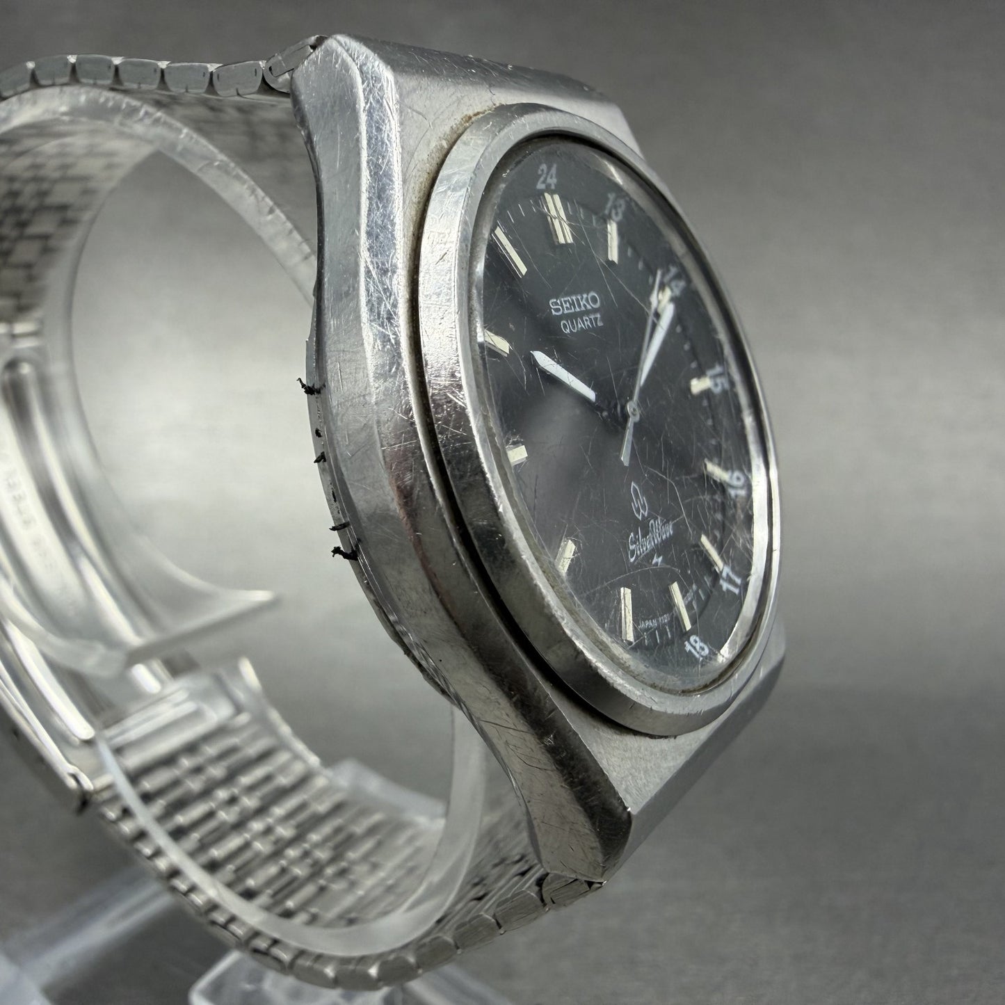 Seiko SilverWave Watch Men 35mm Black Dial Silver Tone 7121-7020 New Battery3