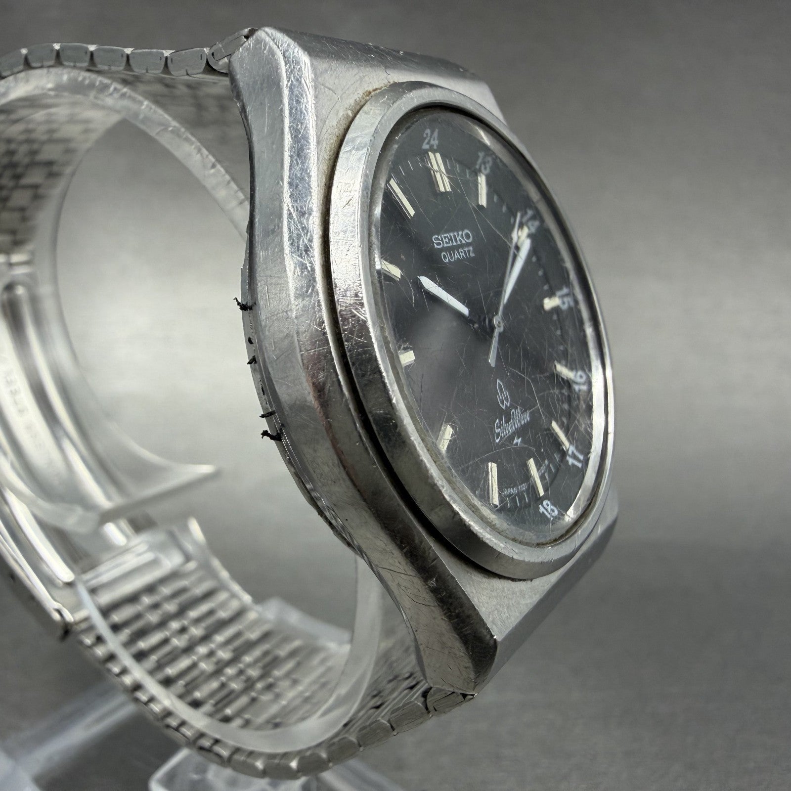 Seiko SilverWave Watch Men 35mm Black Dial Silver Tone 7121-7020 New Battery3