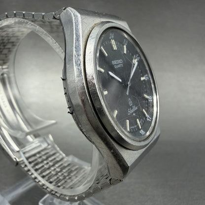 Seiko SilverWave Watch Men 35mm Black Dial Silver Tone 7121-7020 New Battery3