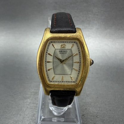 Seiko Watch Women 25mm White Dial Gold Tone Tonneau 4n00-6451 New Battery ABC0