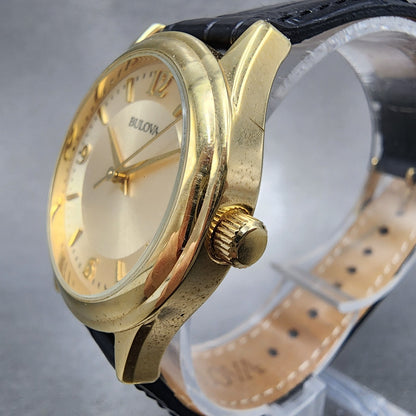 Bulova Watch Women 30mm Champagne Dial Gold Tone 97V25 New Battery2
