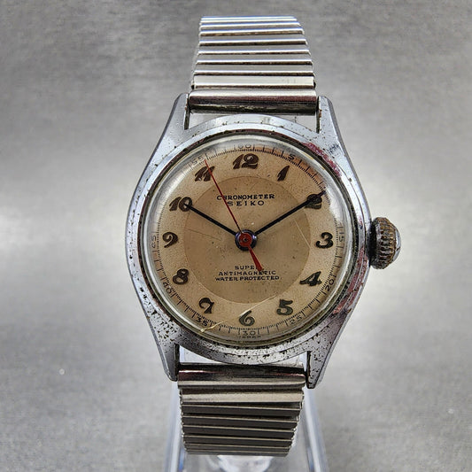 VTG Seiko Super Chronometer Watch Unisex 28mm Cream Dial Silver Tone Manual Wind
