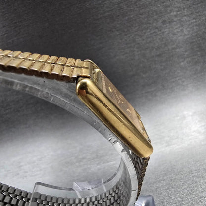 Seiko Tank Watch Women 18mm Gold Dial Gold Tone Rectangle 1400-5039 New Battery3