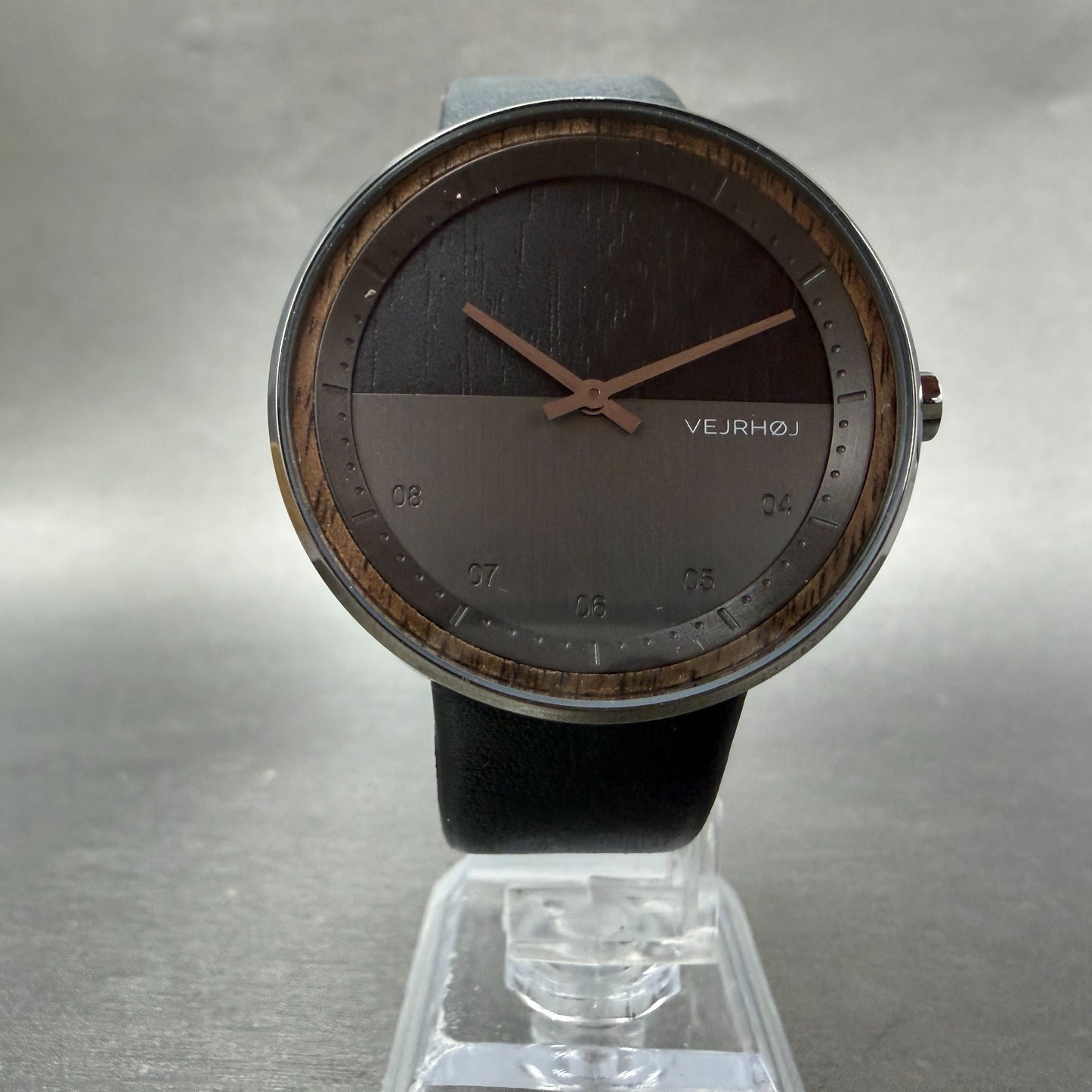 Vejrhoj Wood Watch Men 40mm Black Dial Black Tone Round New Battery6