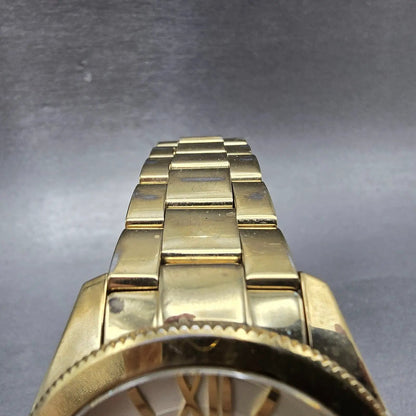 Fossil Cecile Watch Women 40mm Cream Dial Gold Tone Daydate AM4510 New Battery S4