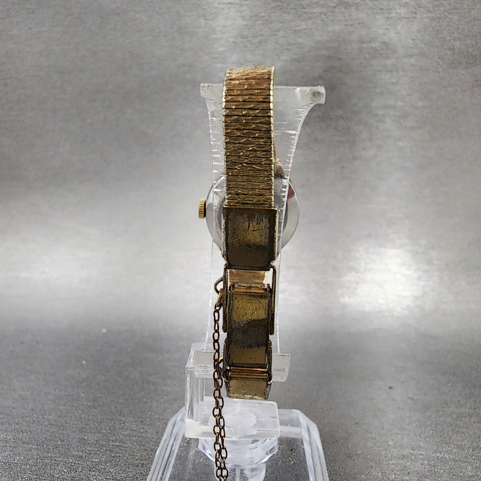 VTG Seiko Watch Women 21mm Gold Dial Gold Tone Rectangle Manual Wind Runs7