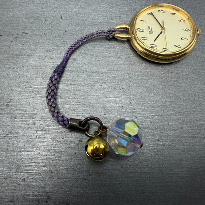 Seiko Pocket Watch Women 27mm Champagne Dial Gold Tone 2C21-0300 New Battery7