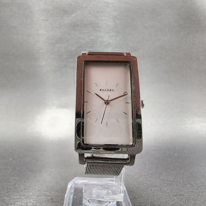 Skagen Hagen Tank Watch Men 22mm Silver Dial Stainless Steel Rectangle New Batt5