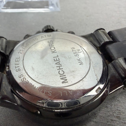 Michael Kors Dylan Chrono Watch Women 42mm Black Dial Black Tone Date New Batt9