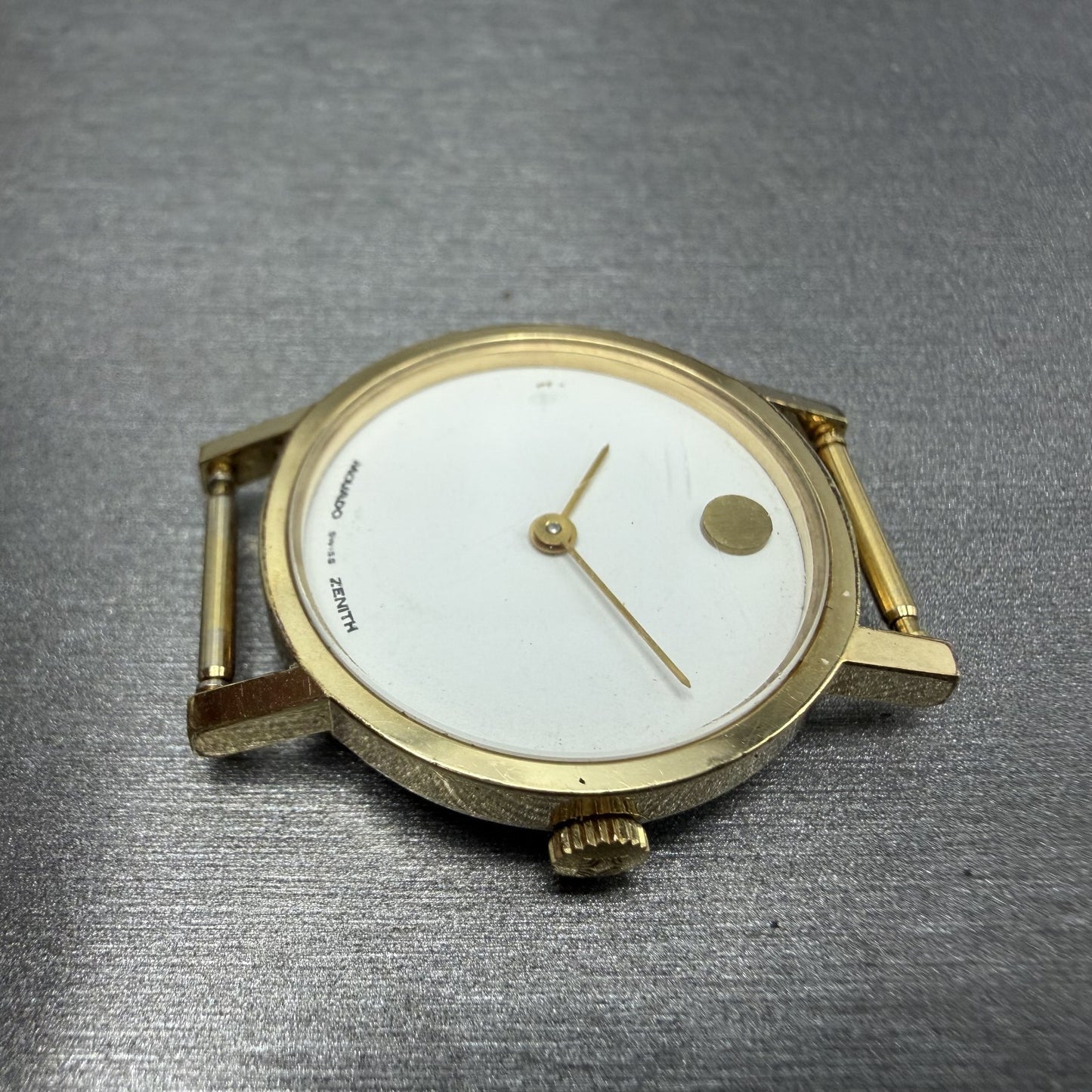 Zenith Movado Museum Watch Women 25mm White Dial Gold Plated Manual Wind PARTS6