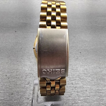 Seiko President Watch Men 37mm Black Dial Gold Tone Daydate 7N43-8119 New Batt7