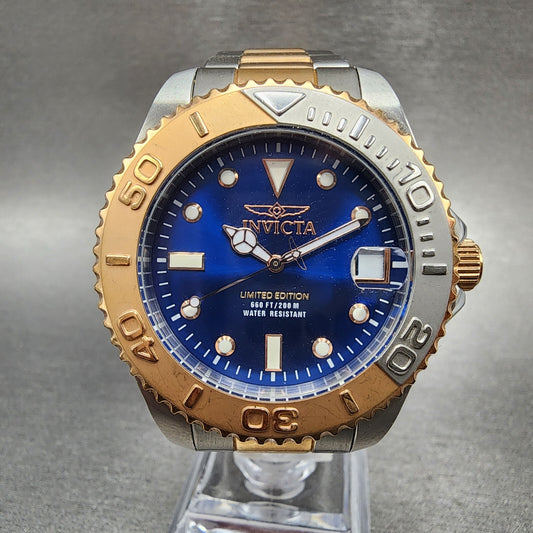 Invicta Pro Diver Watch Women 38mm Blue Dial Two Tone Date Round 16501 New Batt0