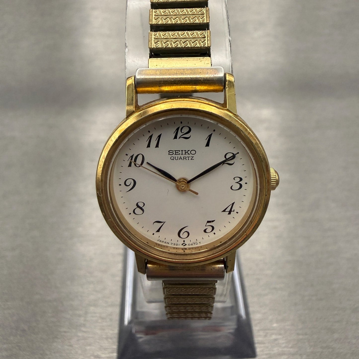 Seiko Watch Women 22mm White Dial Gold Tone Round 7321-0100 New Battery0