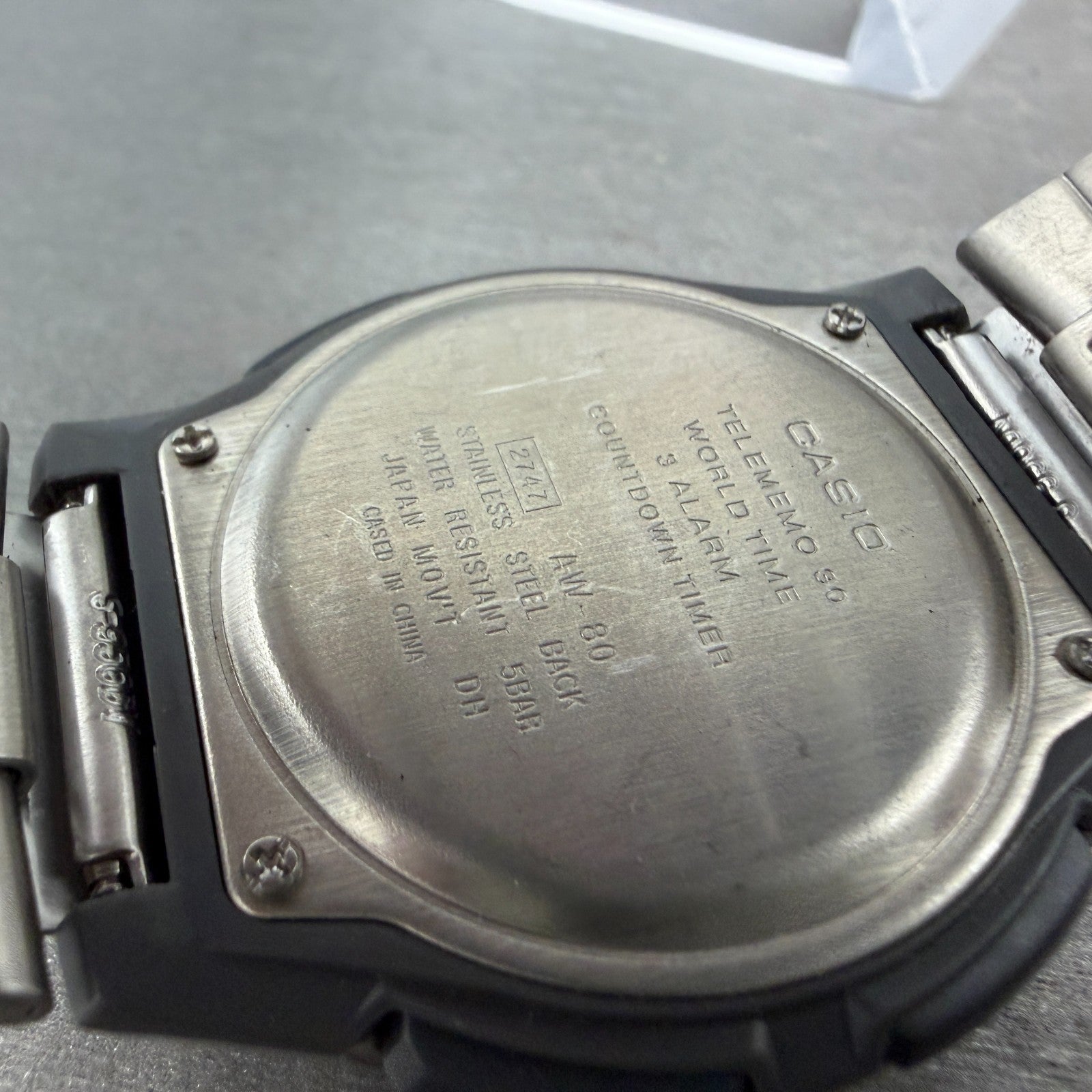 Casio Illuminator Watch Men 40mm Analog Digital Silver Alarm Chrono AW-80 NewBat9
