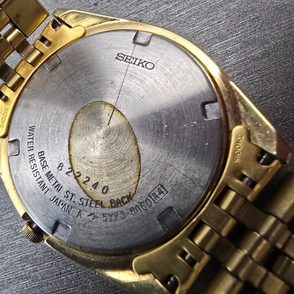 Seiko President Watch Men 35mm Gold Dial Gold Tone Daydate 5Y23-8A60 New Battery10