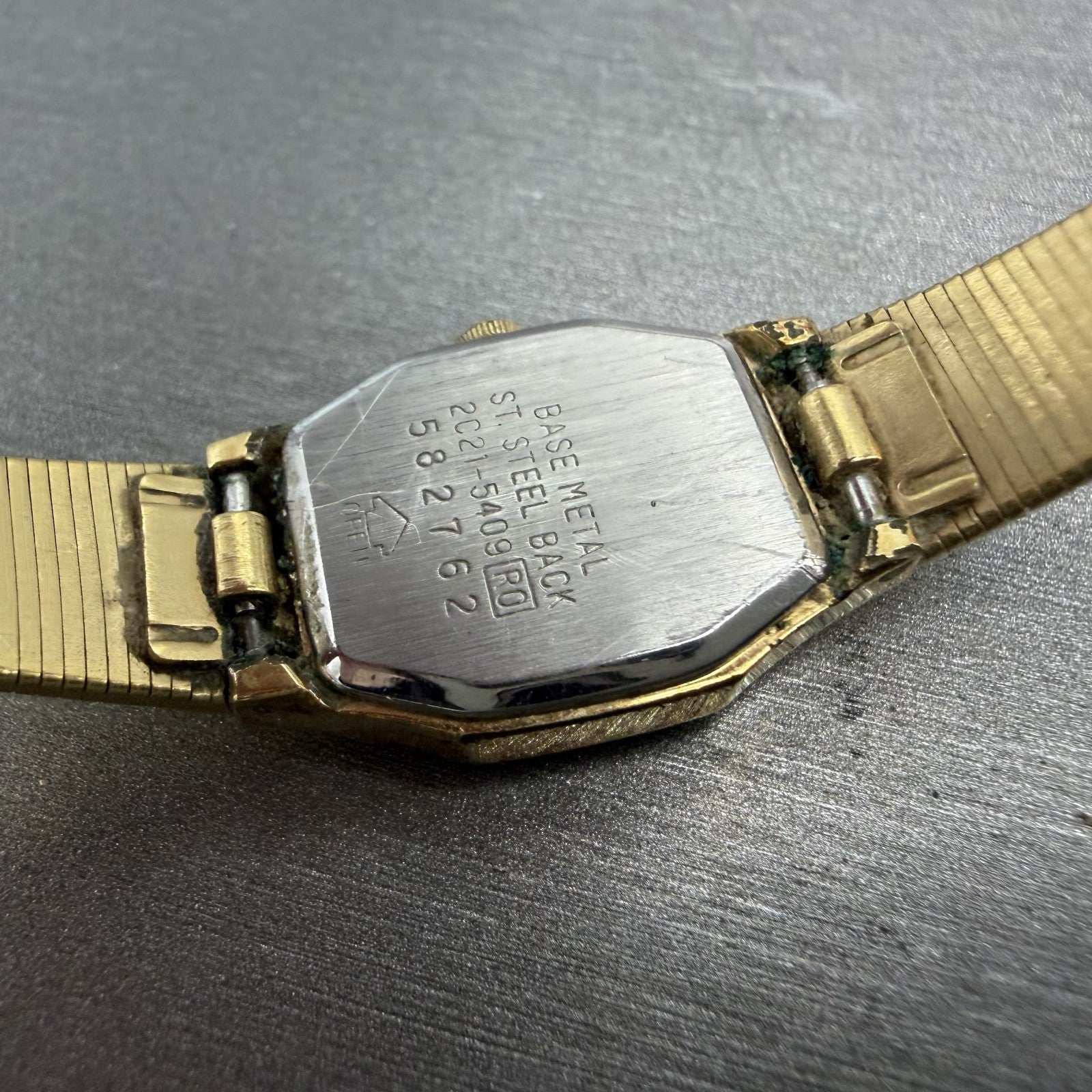 Seiko Watch Women 16mm Gold Dial Gold Tone Octagon 2C21-5409 New Battery9