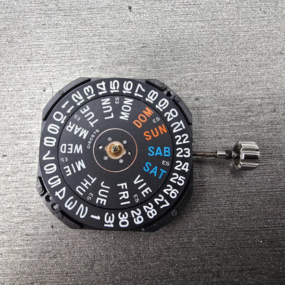 Seiko 7N43C Quartz Movement Black Daydate Three Hand Runs0