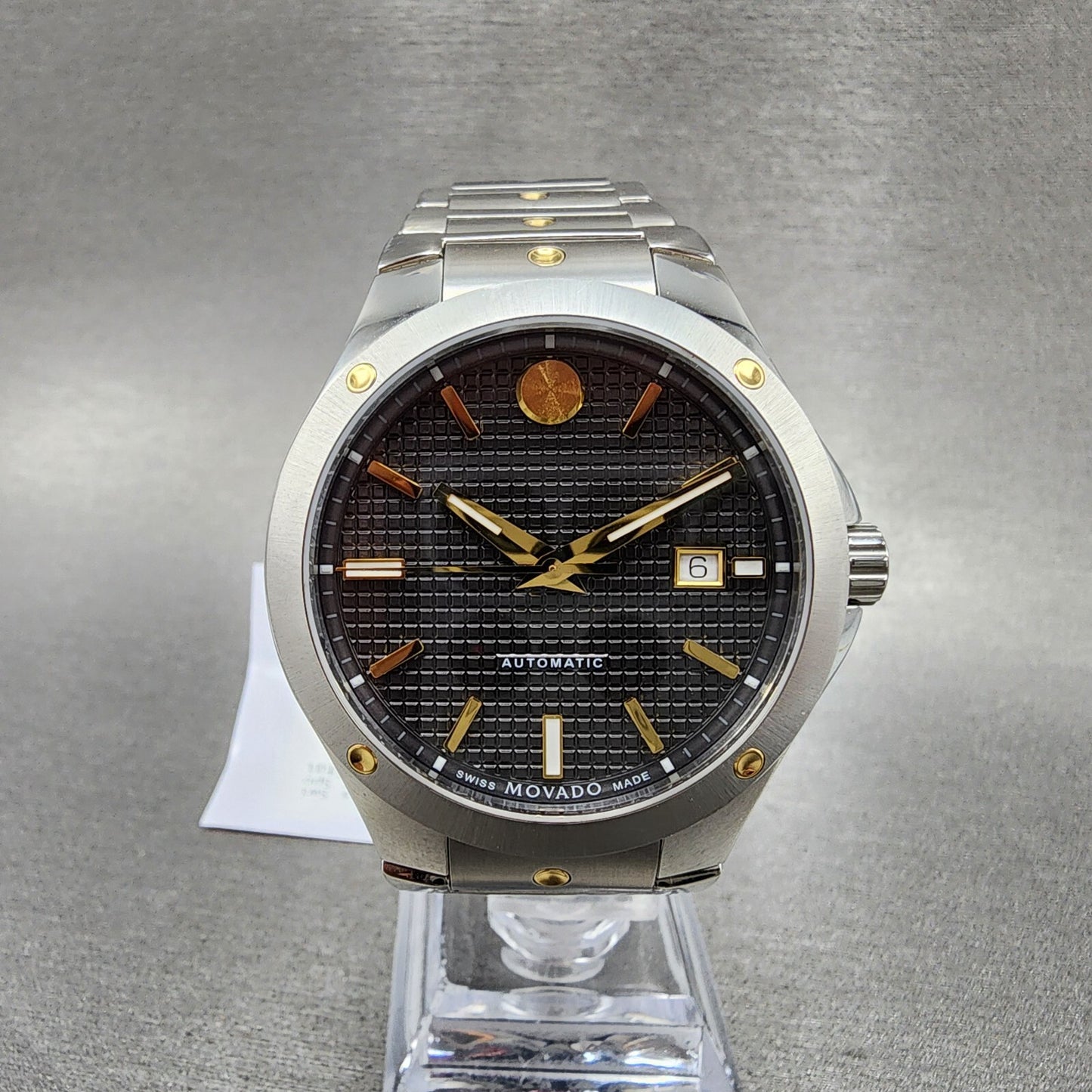 Movado SE Automatic Watch Men 41mm Gray Dial Two Tone Date Round 06075520