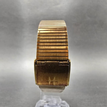Hamilton Watch Men 28mm Gold Dial Gold Tone Date Rectangle 8000 New Battery7