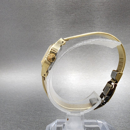 Seiko Watch Women 17mm Gold Dial Gold Gold Rectangle Manual Wind Runs 110055196