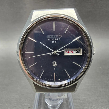 Seiko QZ Watch Men 36mm Blue Dial Silver Tone Daydate READ!!! 0923-8010 New Batt2