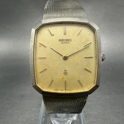 Seiko Tank Watch Men 29mm Champagne Dial Silver Tone Rectangle 7820 PARTS0
