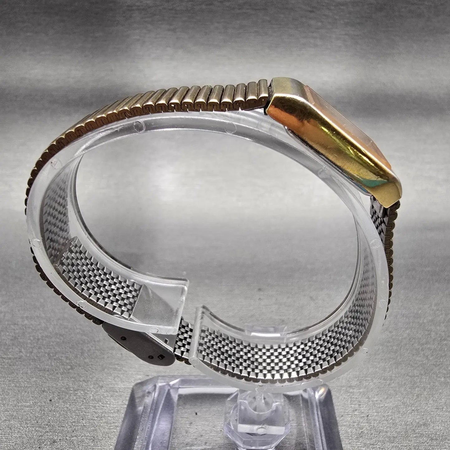 Seiko Watch Women 16mm Gold Dial Gold Tone Rectangle 1N01-5A00 New Battery VTG8