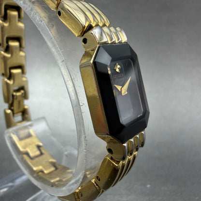 Citizen Watch Women 13mm Black Dial Gold Tone Octagon 5420-F42384 New Battery3