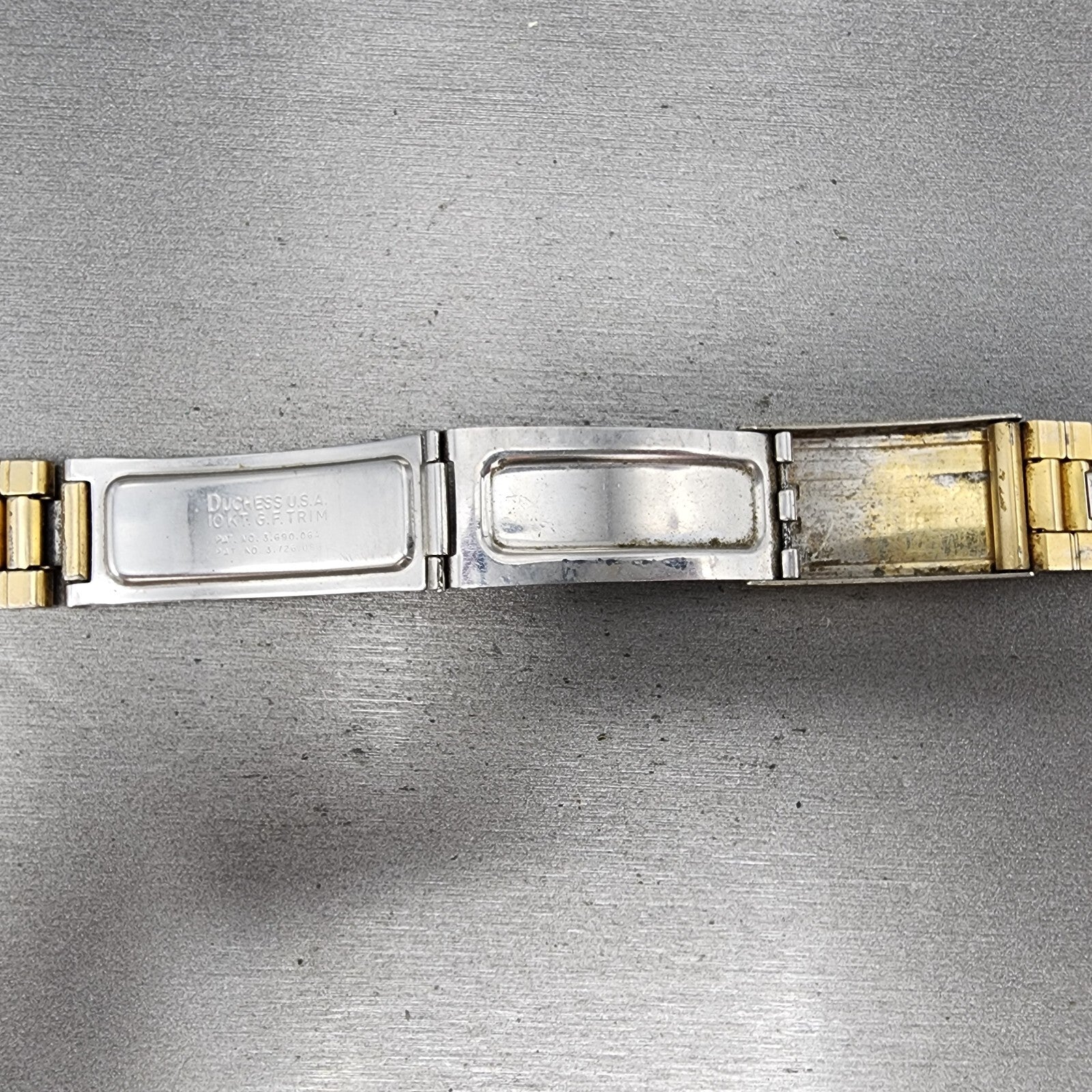 Omega Watch Bracelet 18mm 10KT Gold Filled Duchess USA Vintage Tri Folding Clasp11