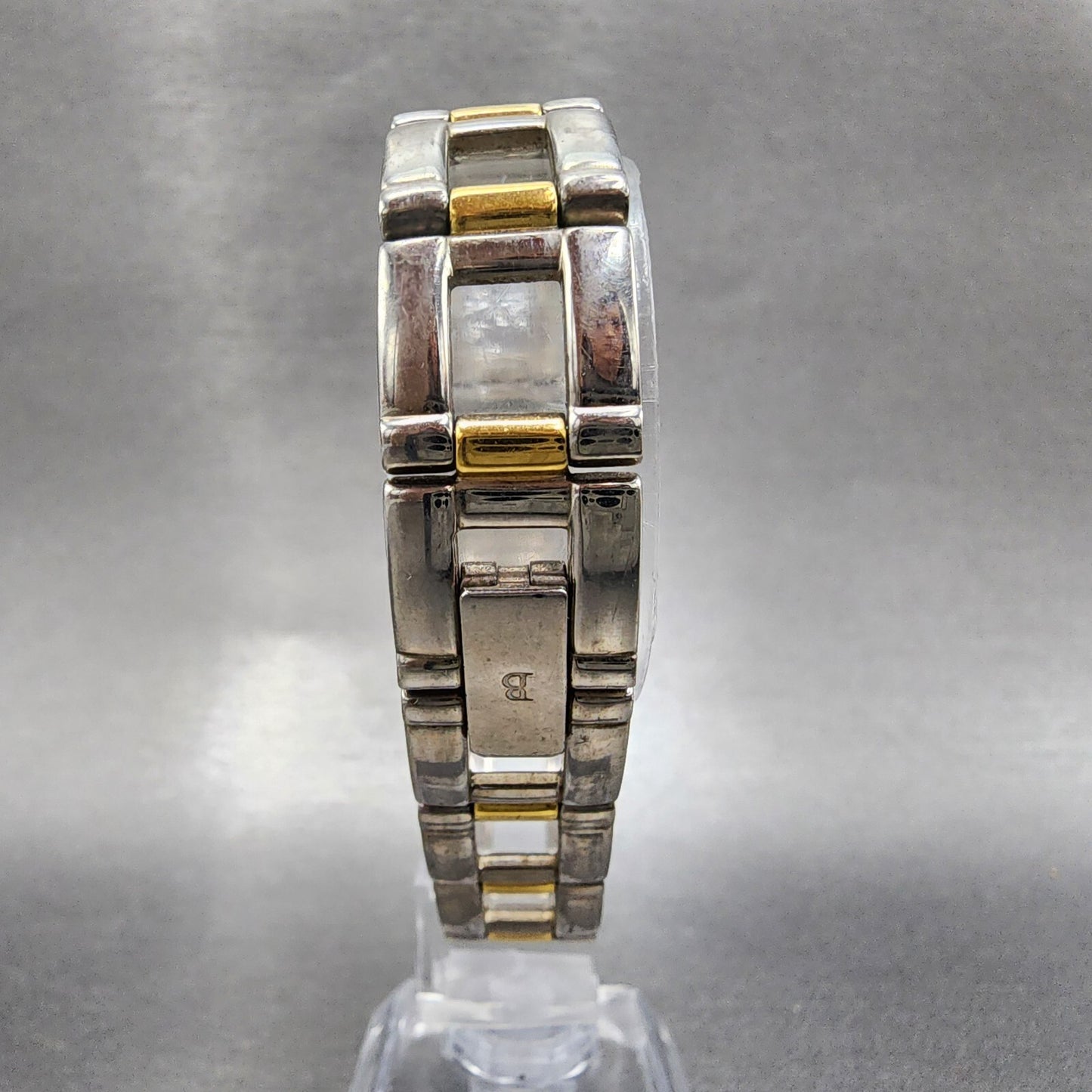 Bulova Watch Women 14mm Black Dial Two Tone Rectangle 98T18 New Battery7