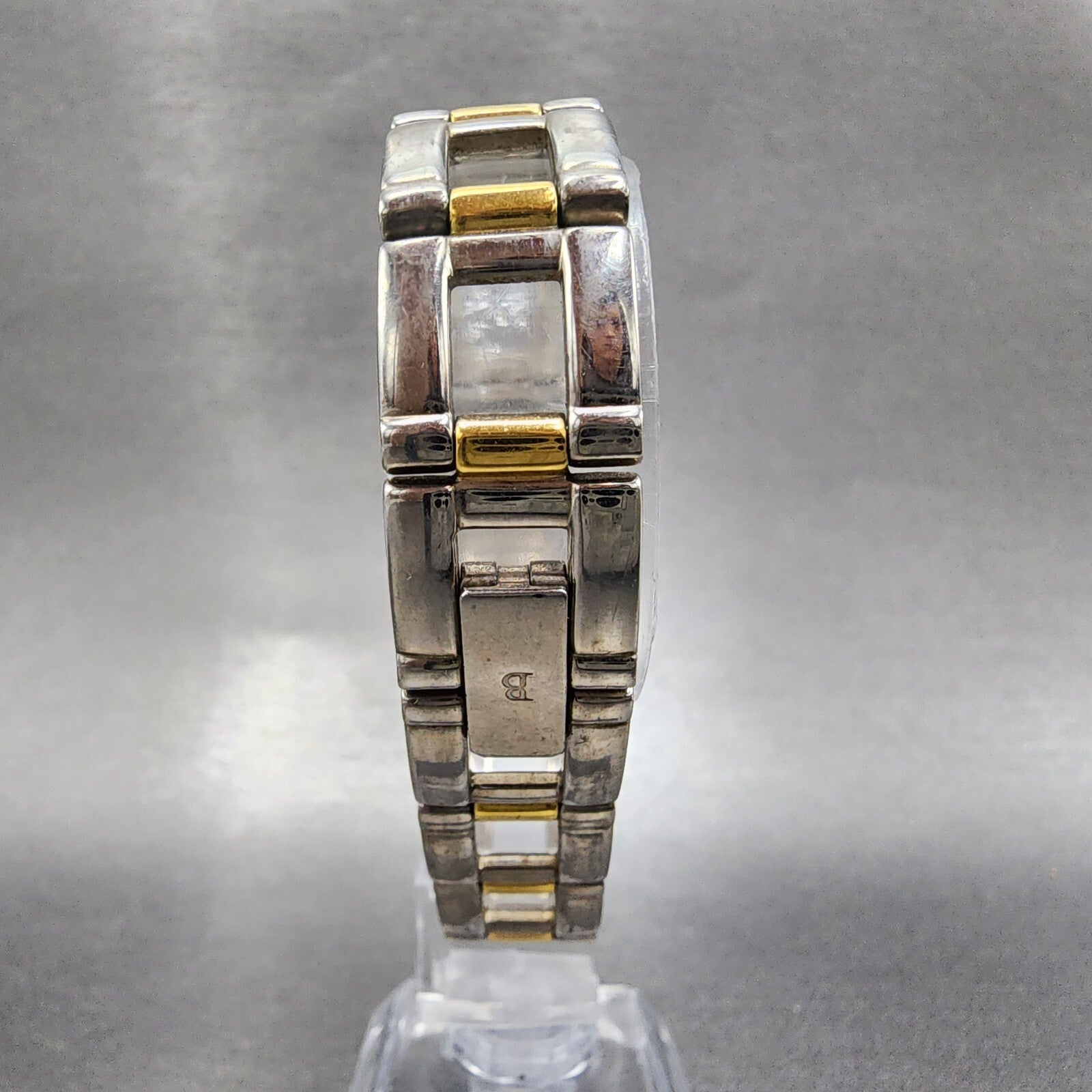 Bulova Watch Women 14mm Black Dial Two Tone Rectangle 98T18 New Battery7