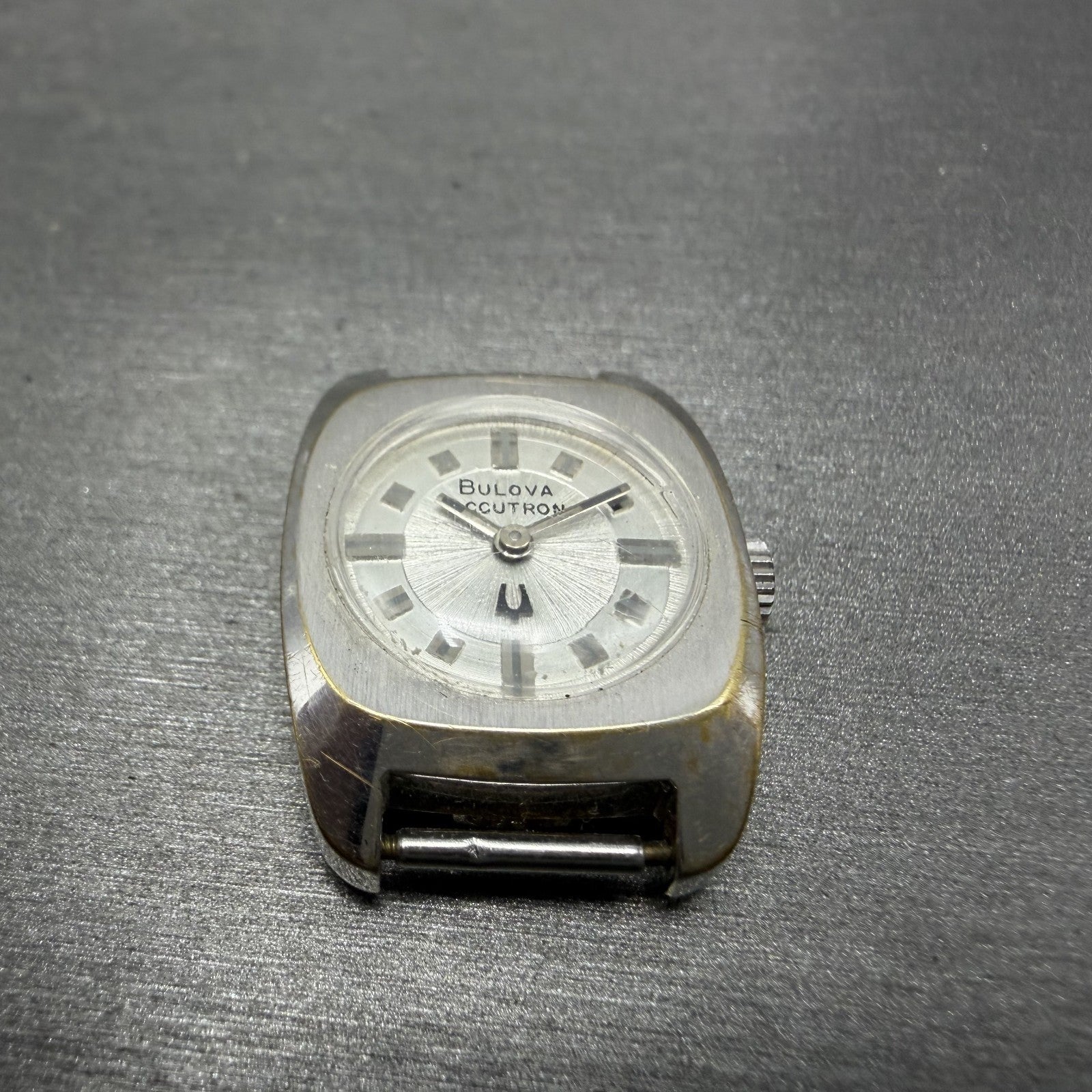 Bulova Accutron Watch Women 20mm Silver Dial White Gold Plated Tunning Fork Runs2