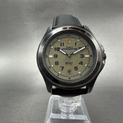 Timex Expedition Watch Men 40mm Cream Dial Black Tone Date Round New Battery5