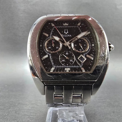 Bulova Chronograph Watch Men 40mm Black DIal Steel Date 96G59 PARTS6